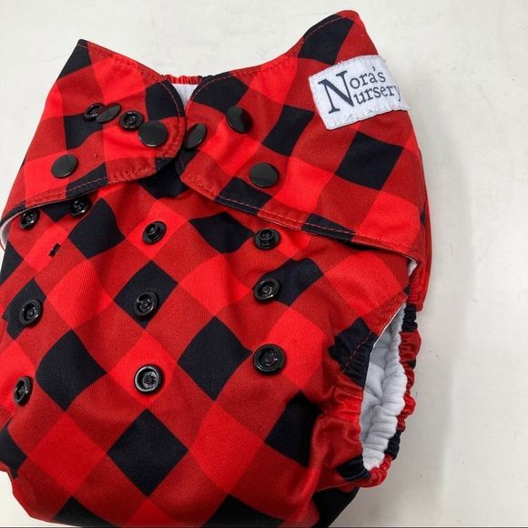 Cloth Diaper Red Buffalo Plaid - Picture 5 of 7